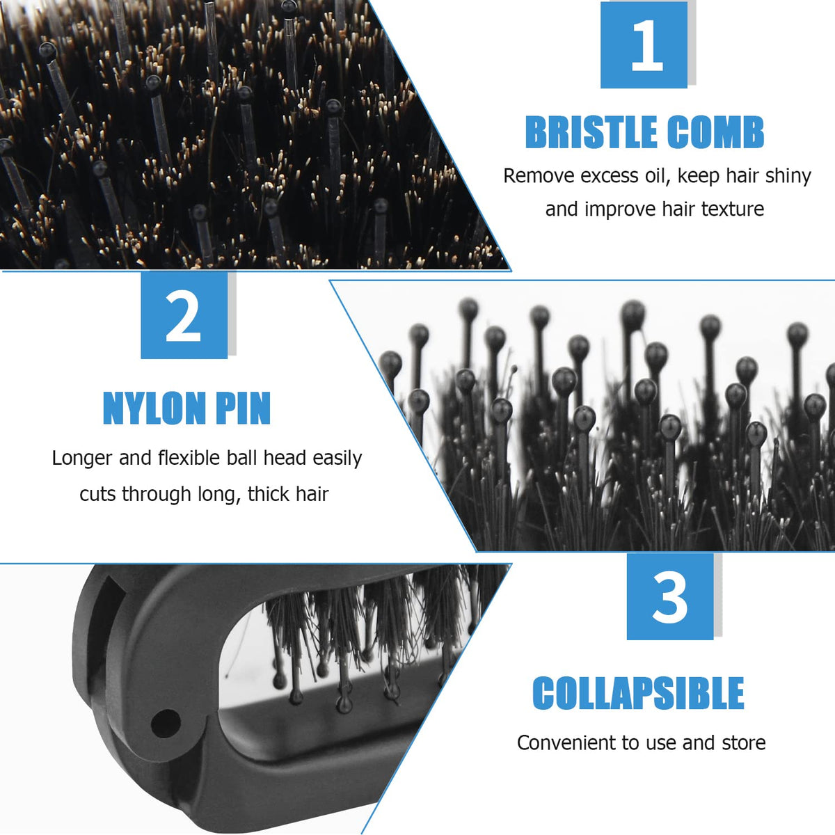 Ancable Travel Folding Hair Brush folded compactly for travel