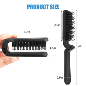 Ancable Travel Folding Hair Brush held in hand for ergonomic grip