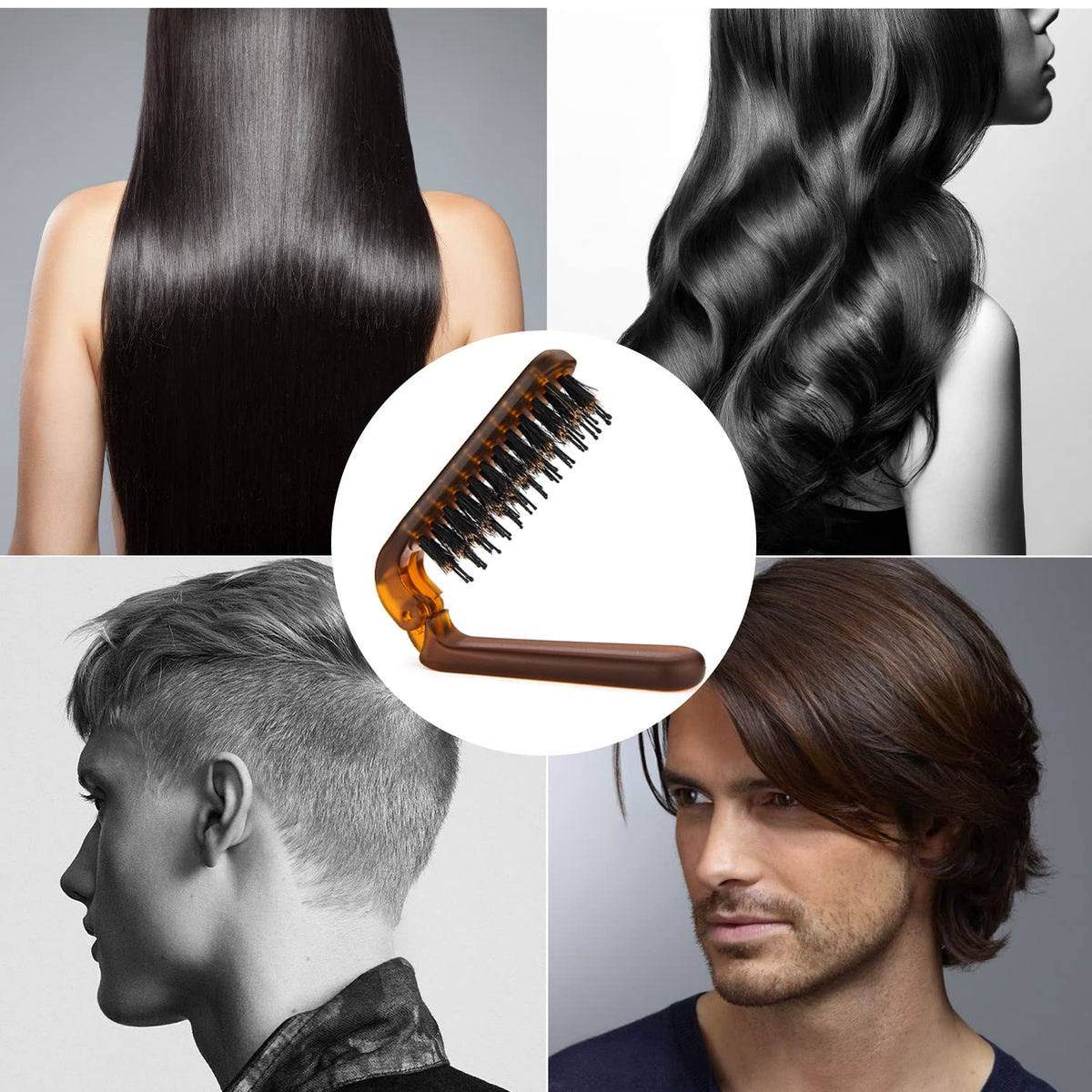 Ancable Travel Folding Hair Brush on a travel bag