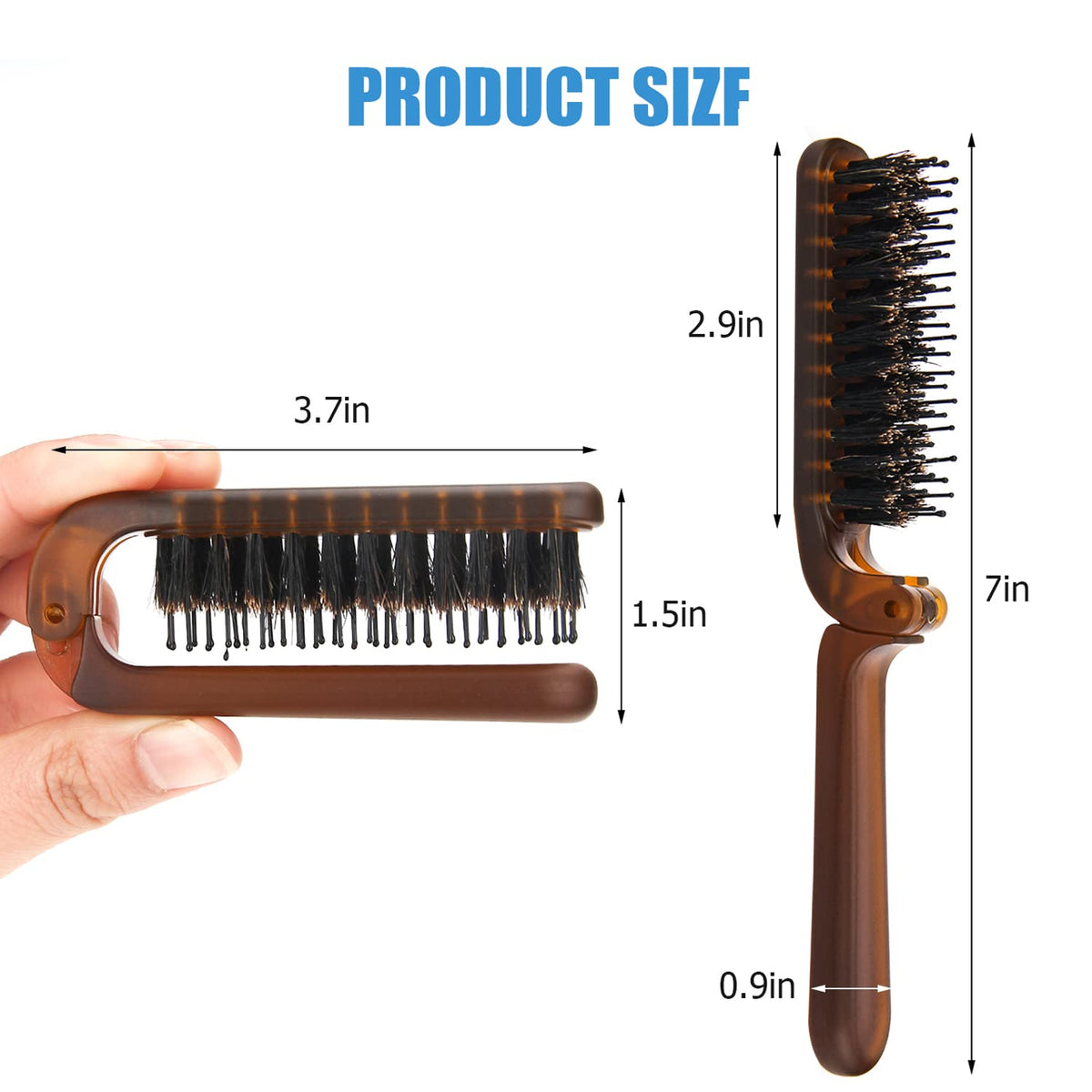 Ancable Travel Folding Hair Brush with nylon bristles close-up