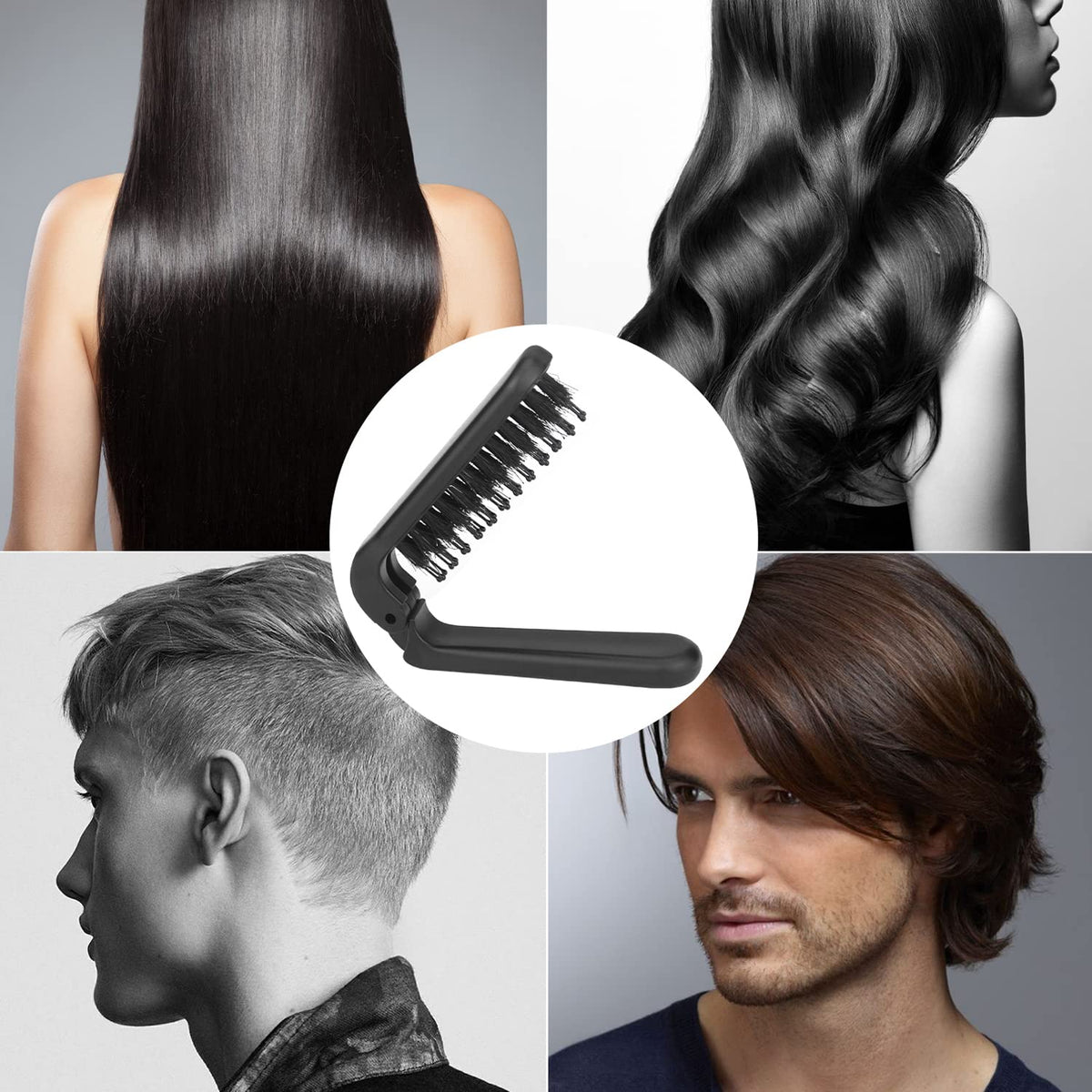 Ancable Travel Folding Hair Brush with packaging on display