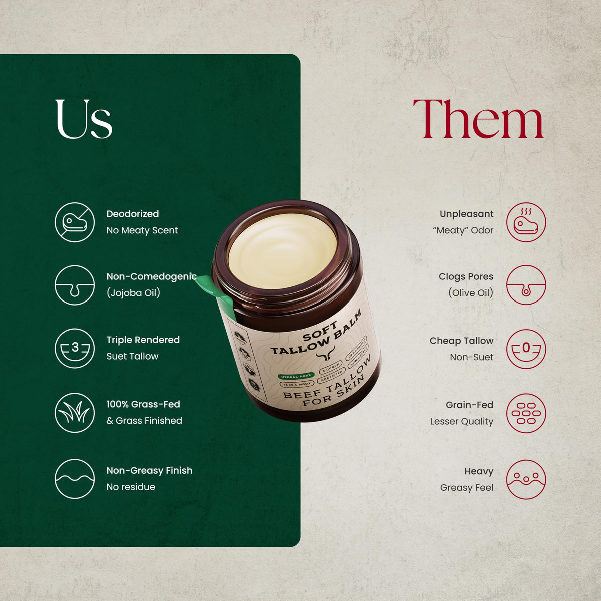 Ancestral Haven Beef Tallow Balm on a wooden surface