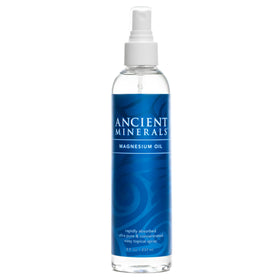 Ancient Minerals Magnesium Oil Spray front view, 8oz bottle