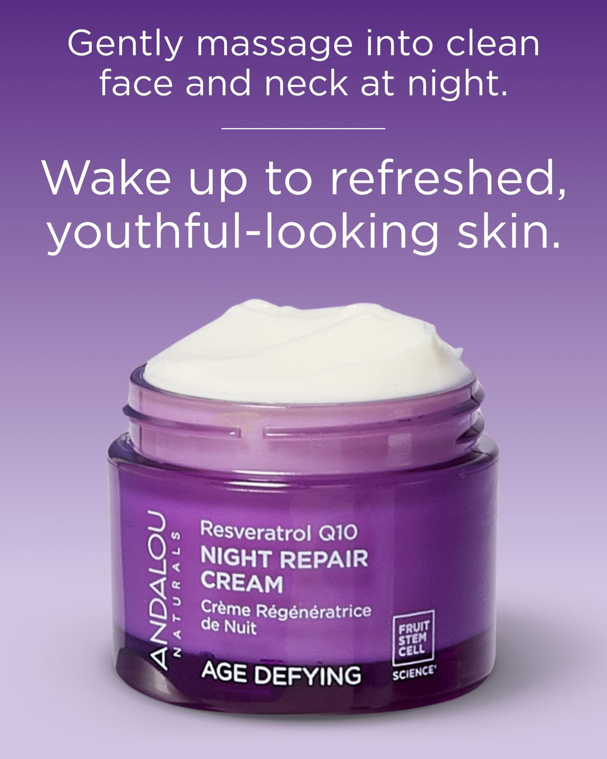 Andalou Naturals Resveratrol Q10 Night Repair Cream on a clean surface