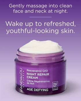 Andalou Naturals Resveratrol Q10 Night Repair Cream on a clean surface