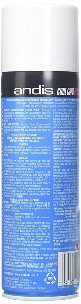 Andis DPD Cool Care Plus 5 in 1 Clipper Blade Spray 15.5 Ounce side view