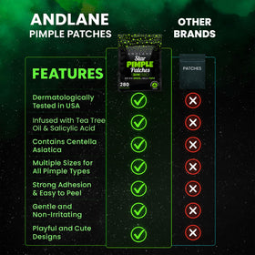 Andlane Glow In The Dark Star Pimple Patches displayed on a bathroom counter