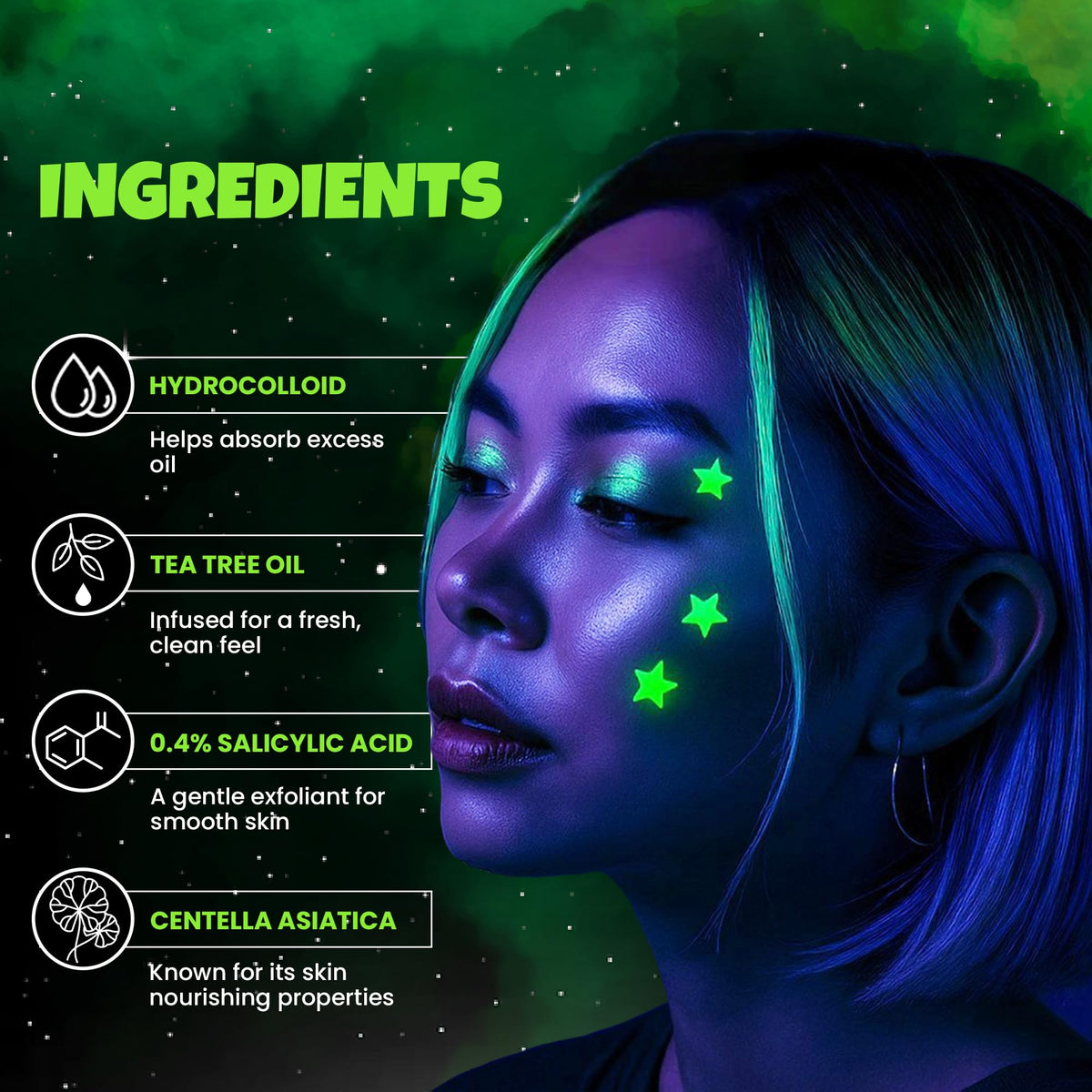 Andlane Glow In The Dark Star Pimple Patches in a travel pouch