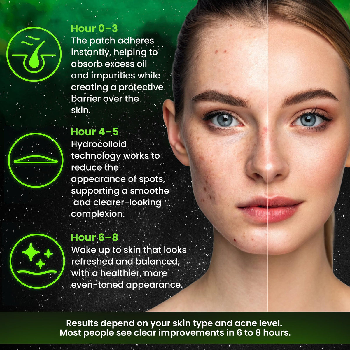 Andlane Glow In The Dark Star Pimple Patches with botanical extracts background