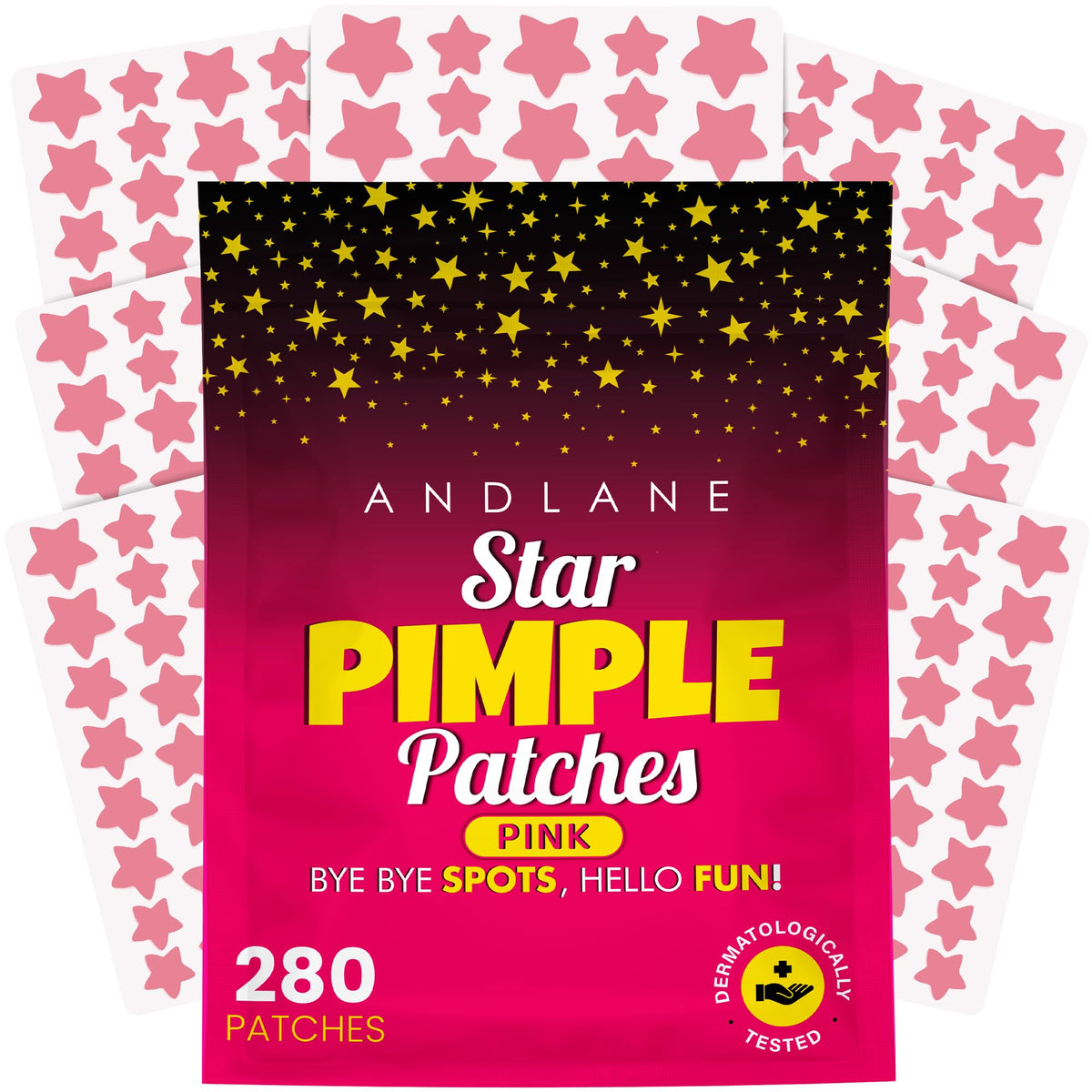 Andlane Pink Star Pimple Patches front view with star designs