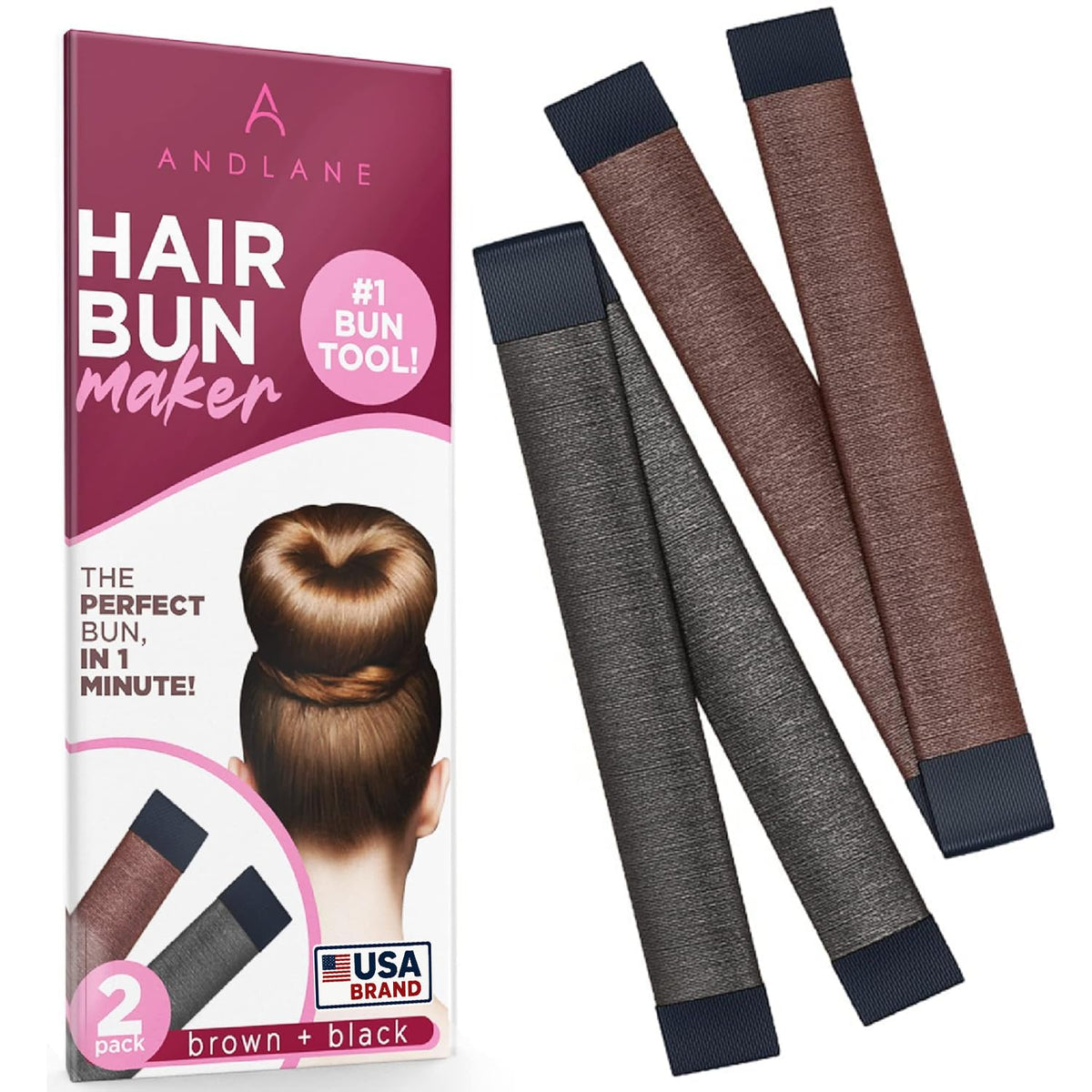 Andlane Snap Hair Bun Maker black clip front view