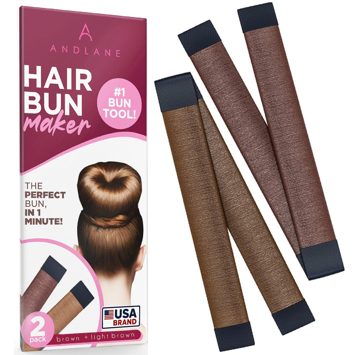 Andlane Snap Hair Bun Maker brown clip front view