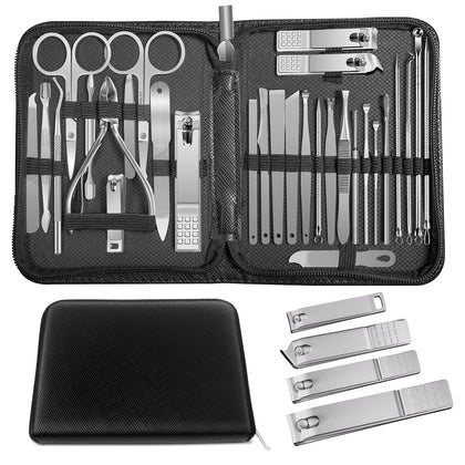 Andrea 30-piece stainless steel manicure set in travel case