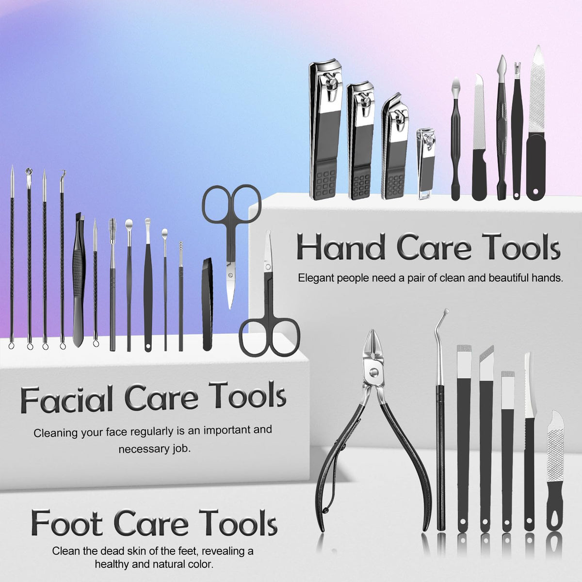 Andrea grooming kit tools arranged on a table