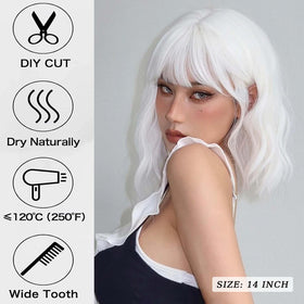 andromeda White Short Bob Wavy Wig packaging