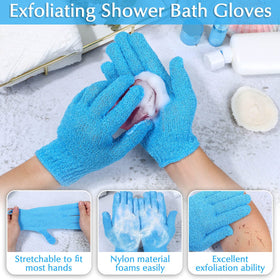 Anezus back scrubber and gloves set displayed on a bathroom counter