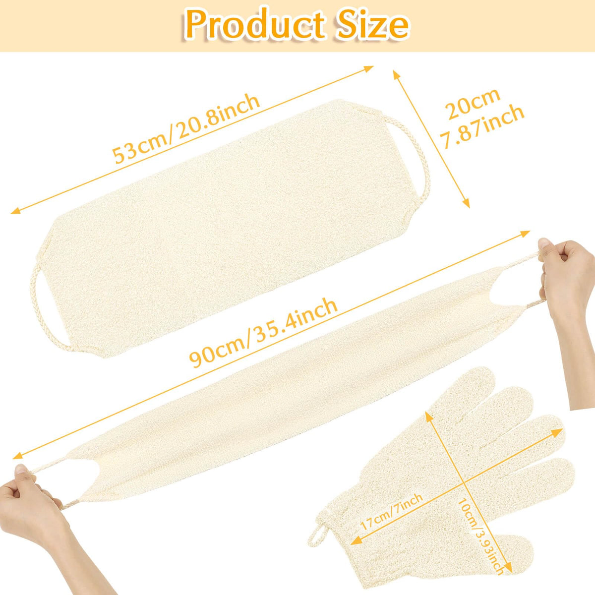 Anezus bath scrubber showing thickened flat knitting