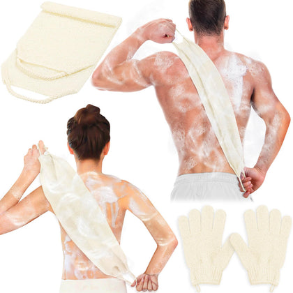 Anezus Exfoliating Back Scrubber Gloves Set in beige colour