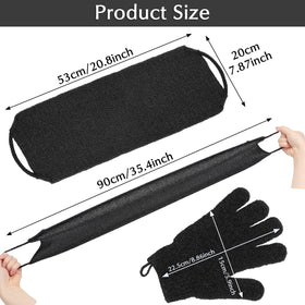 Anezus exfoliating gloves displayed on a towel