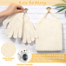 Anezus exfoliating gloves in use during a shower