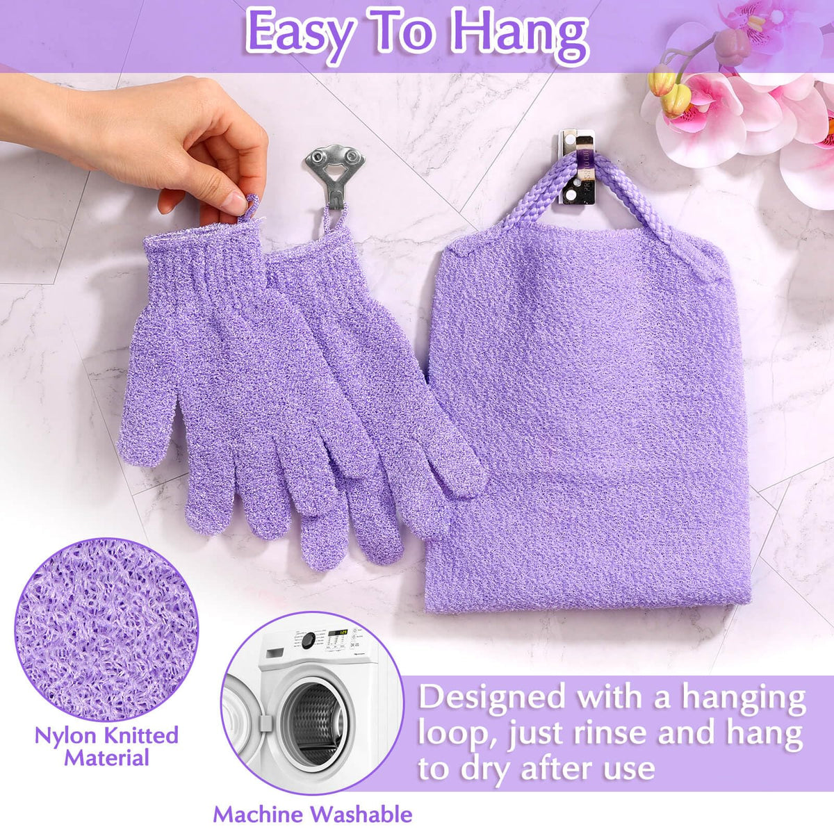 Anezus exfoliating gloves in use during a shower