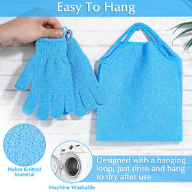 Anezus exfoliating gloves in use during a shower