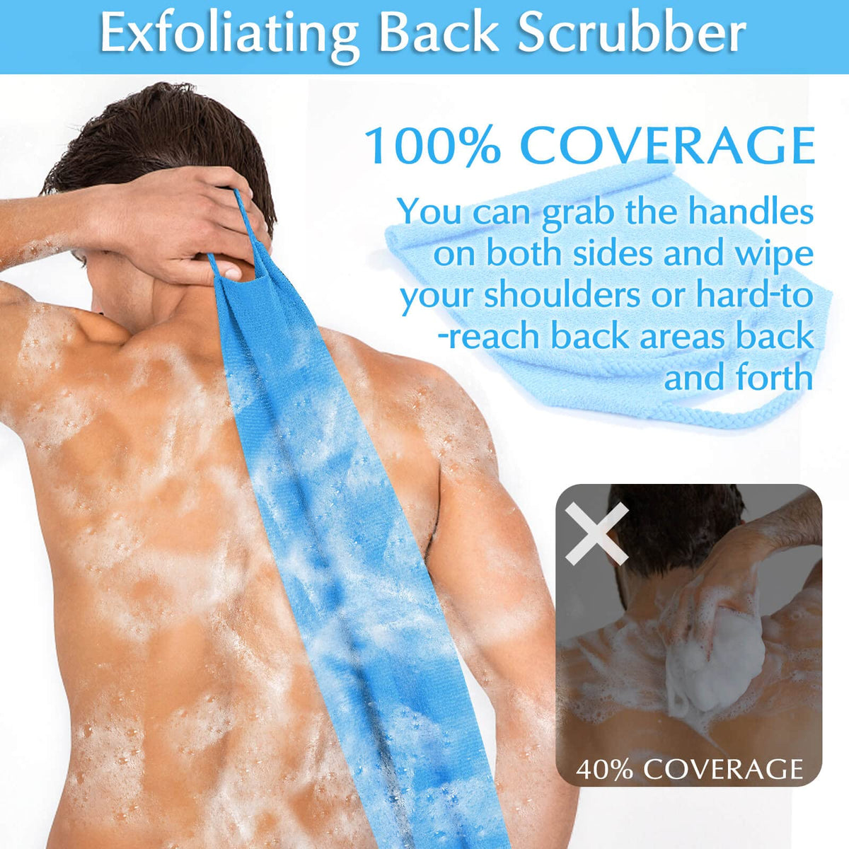 Anezus exfoliating gloves with hanging loop for drying