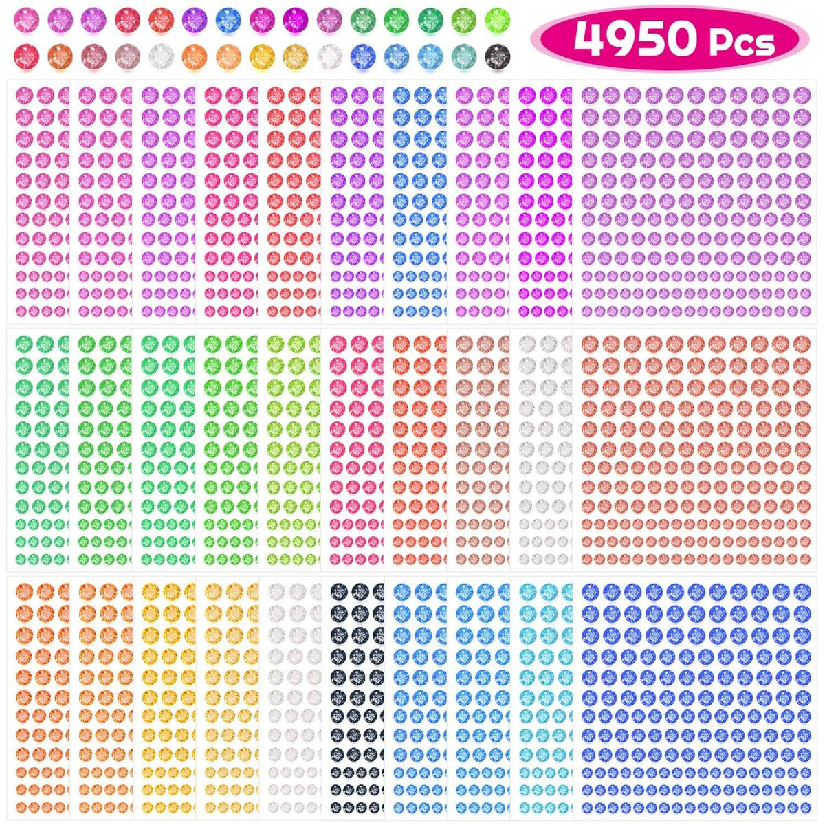 Anezus rhinestone stickers pack with 30 sheets and 4950 pieces