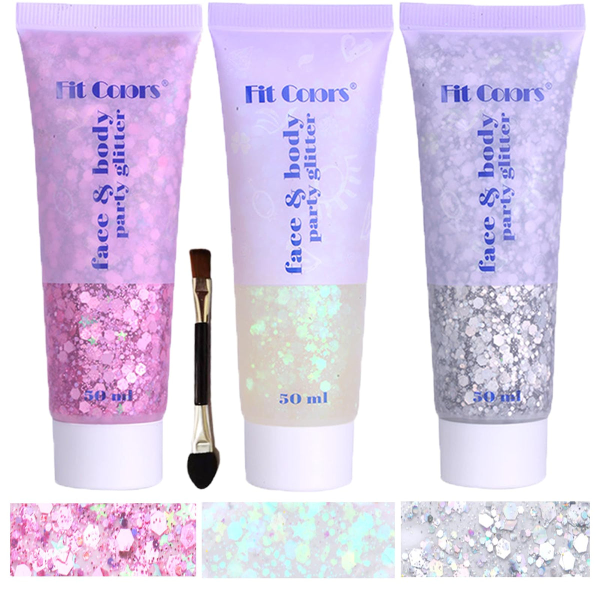 Angels Beauty Body Glitter Gel 150ml in a tube with chunky sequins