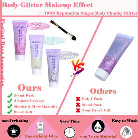 Angels Beauty Body Glitter Gel applied on skin for a festival look
