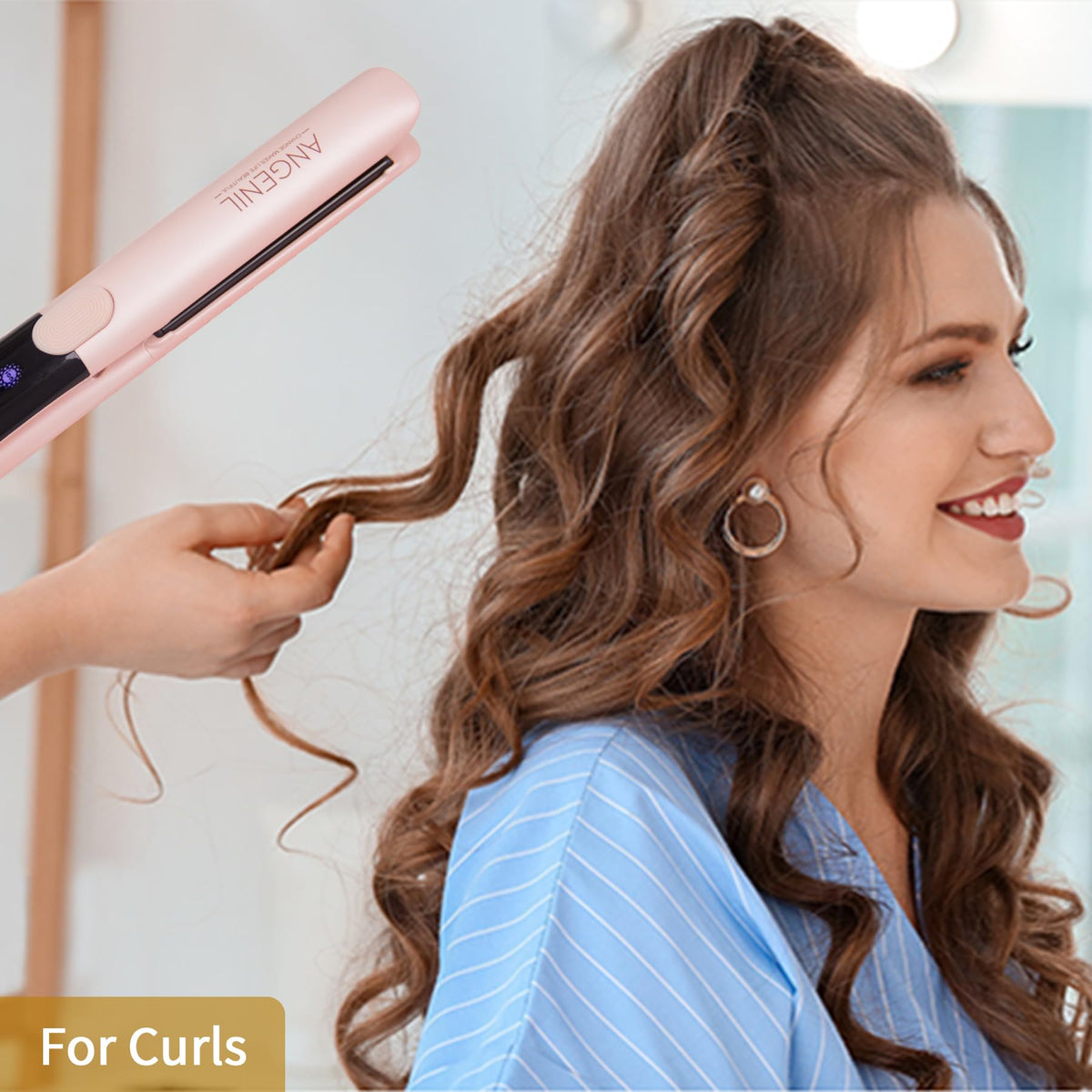 ANGENIL Pro Titanium Flat Iron with heat-resistant silicone mat