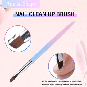Angled brush for precise nail polish clean-up