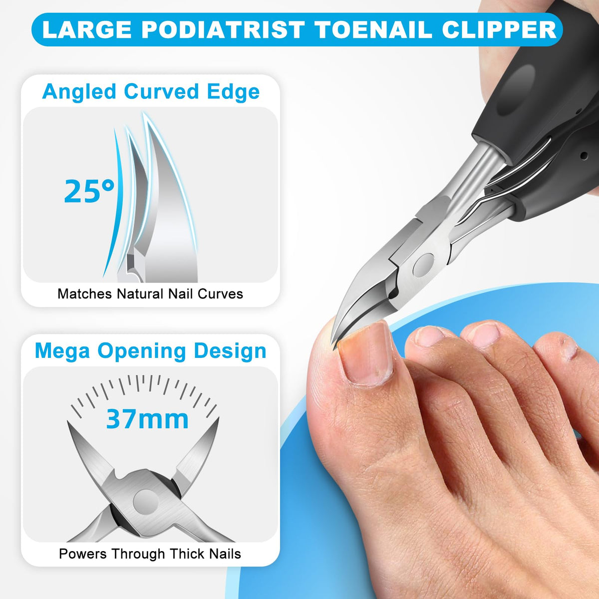Angled head nail clipper for precise trimming