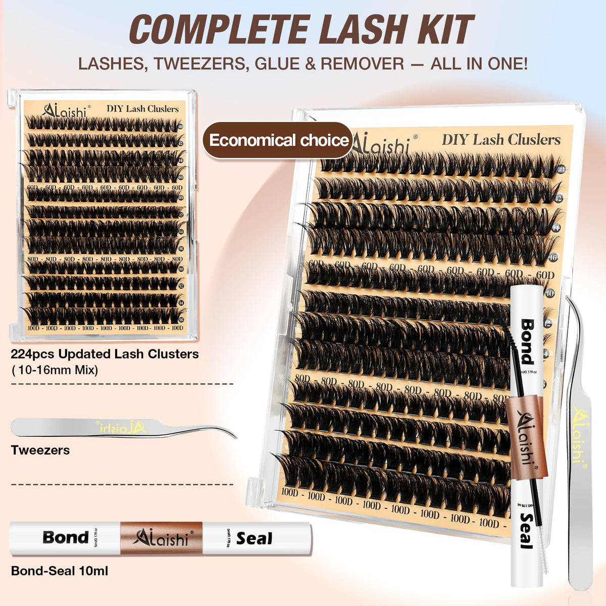 Angled tweezers included in AILAISHI Lash Clusters Kit
