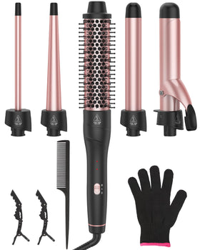 ANIEKIN 5 in 1 Curling Iron Set with multiple interchangeable barrels