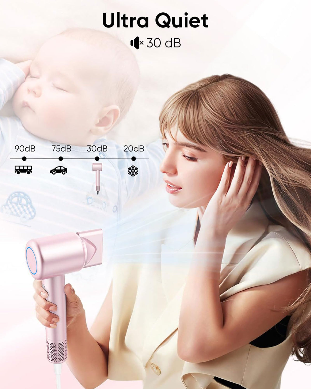 ANIEKIN Hair Dryer displaying heat settings controls