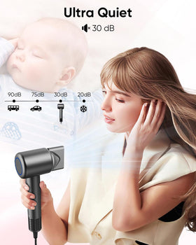 ANIEKIN hair dryer in use, drying hair