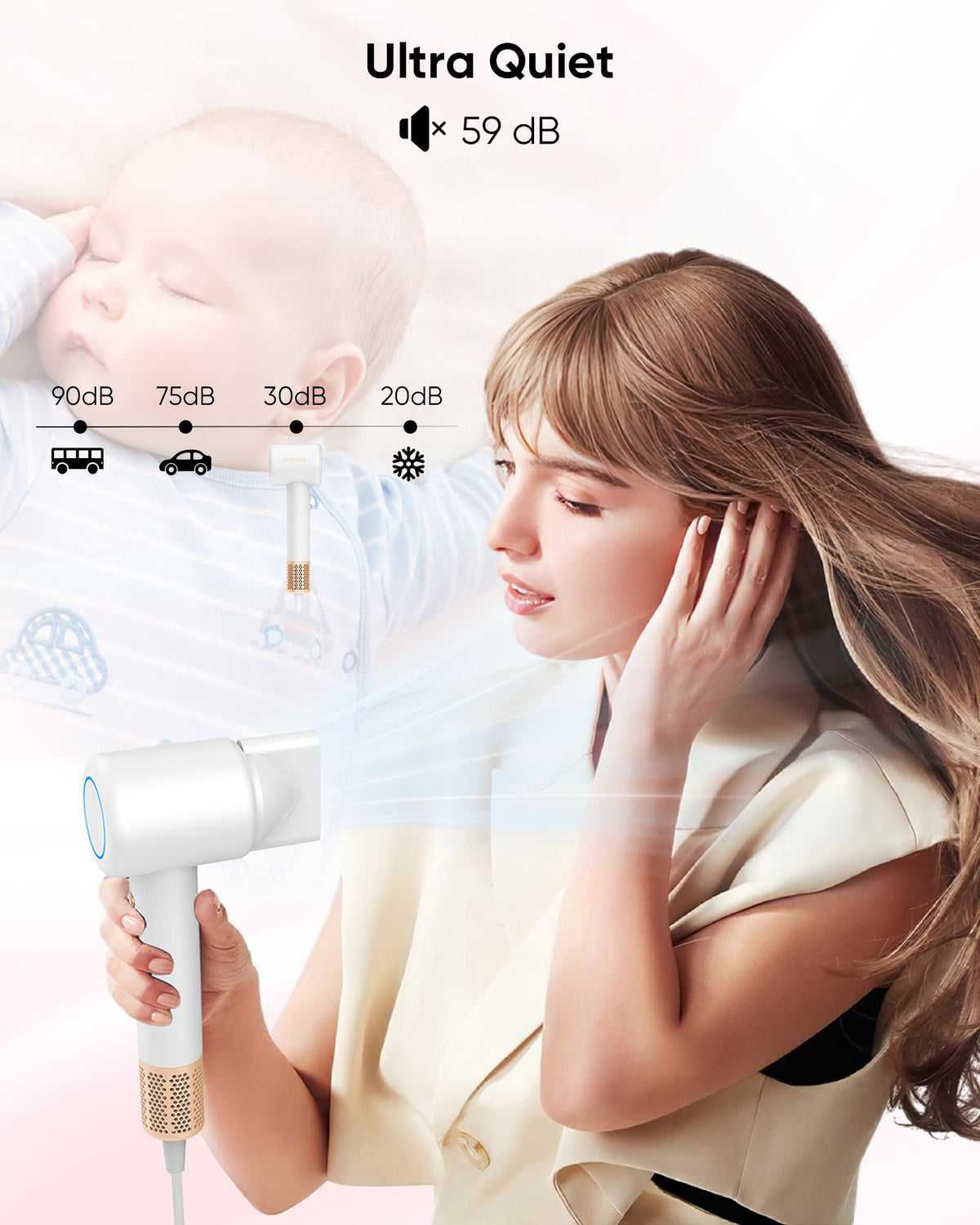 ANIEKIN Hair Dryer in use on curly hair
