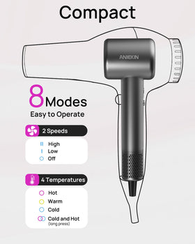 ANIEKIN hair dryer lightweight design for travel