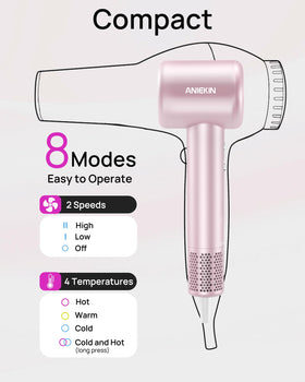 ANIEKIN Hair Dryer lightweight design for travel