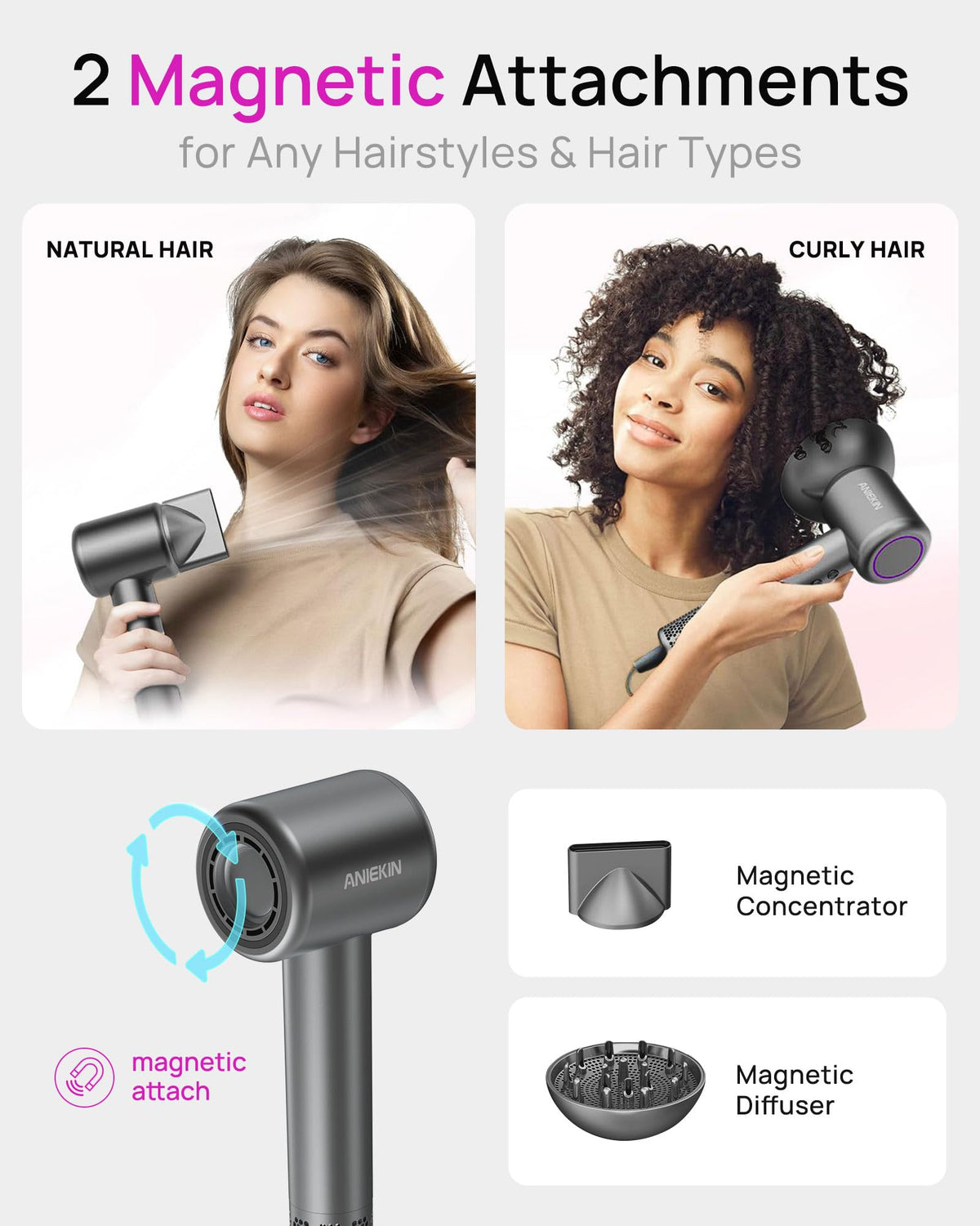 ANIEKIN hair dryer packaging and accessories
