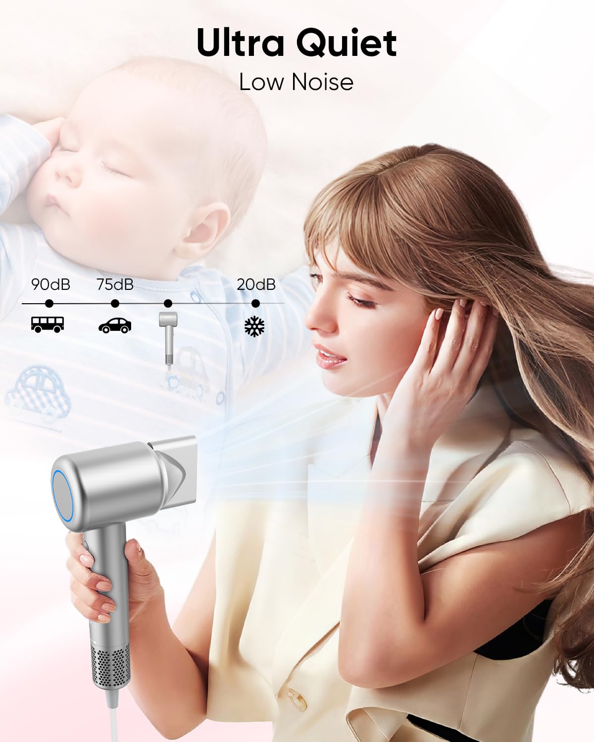 ANIEKIN hair dryer with controls and settings