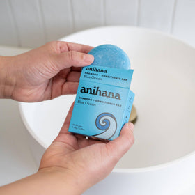 ANIHANA 2-in-1 Shampoo & Conditioner Bar on a bathroom shelf