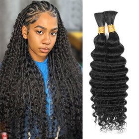 Anmanbeauty 20 Inch Deep Wave Human Braiding Hair front view