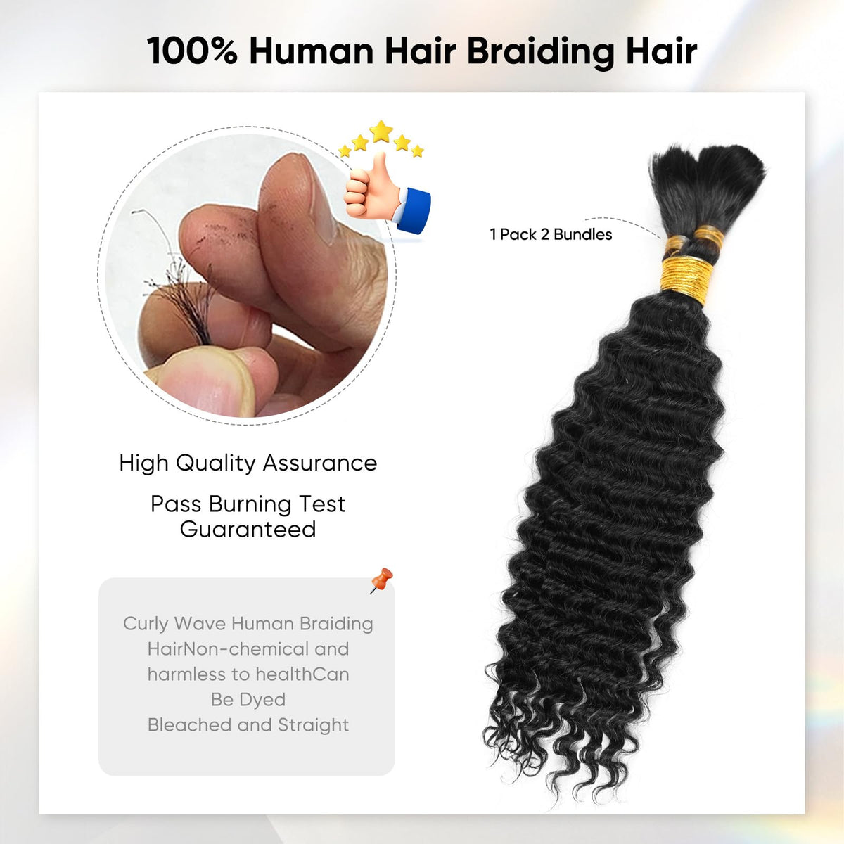 Anmanbeauty 20 Inch Deep Wave Human Braiding Hair in natural colour