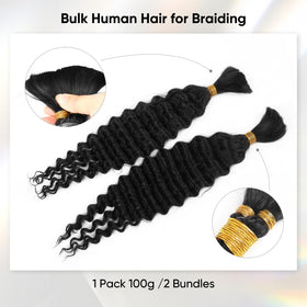 Anmanbeauty 20 Inch Deep Wave Human Braiding Hair styled in knotless braids