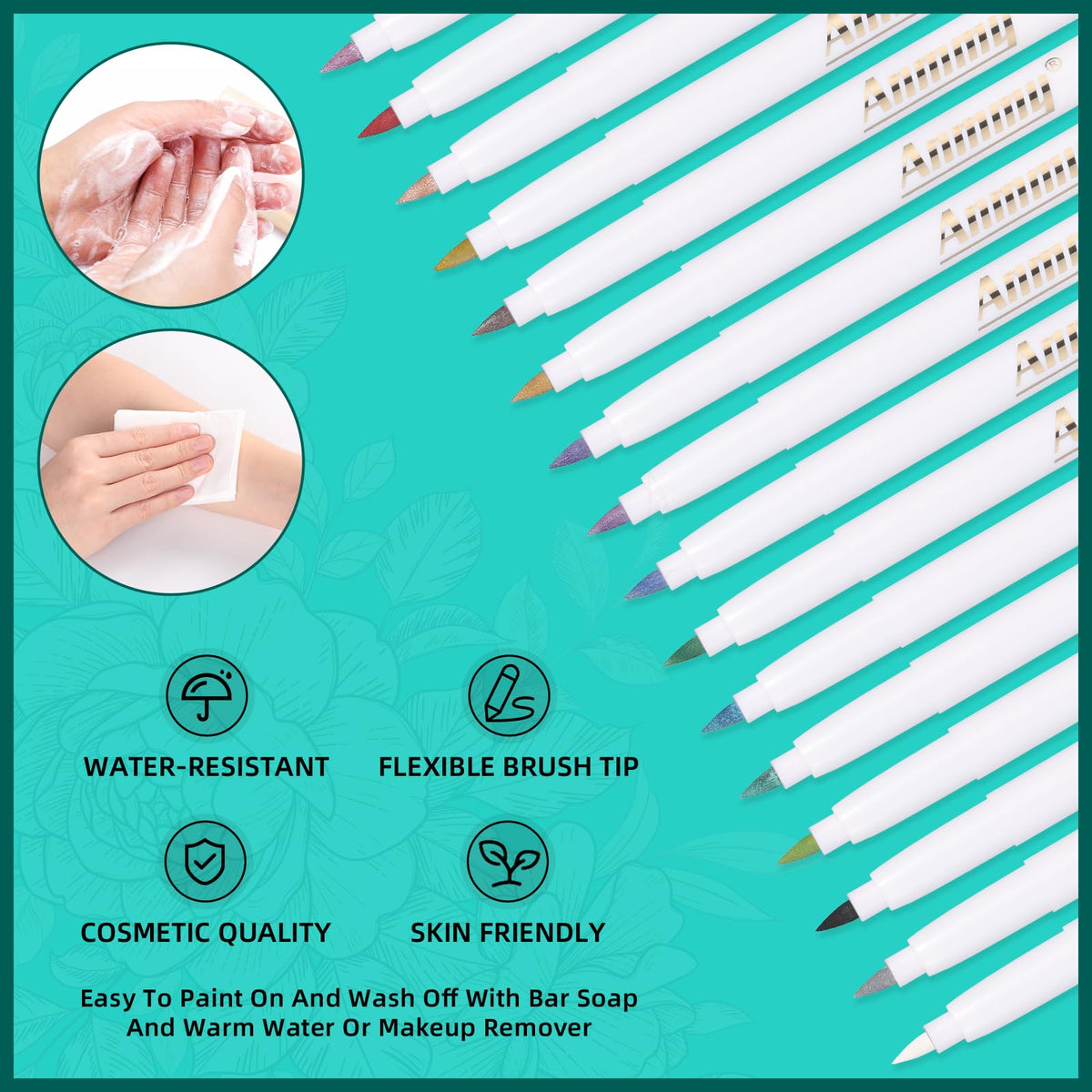 Anmmy Temporary Tattoo Markers with 77 large stencils