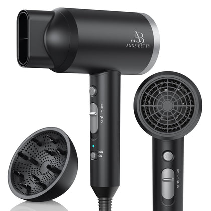 ANNE BETTY Ionic Hair Dryer front view with diffuser attached
