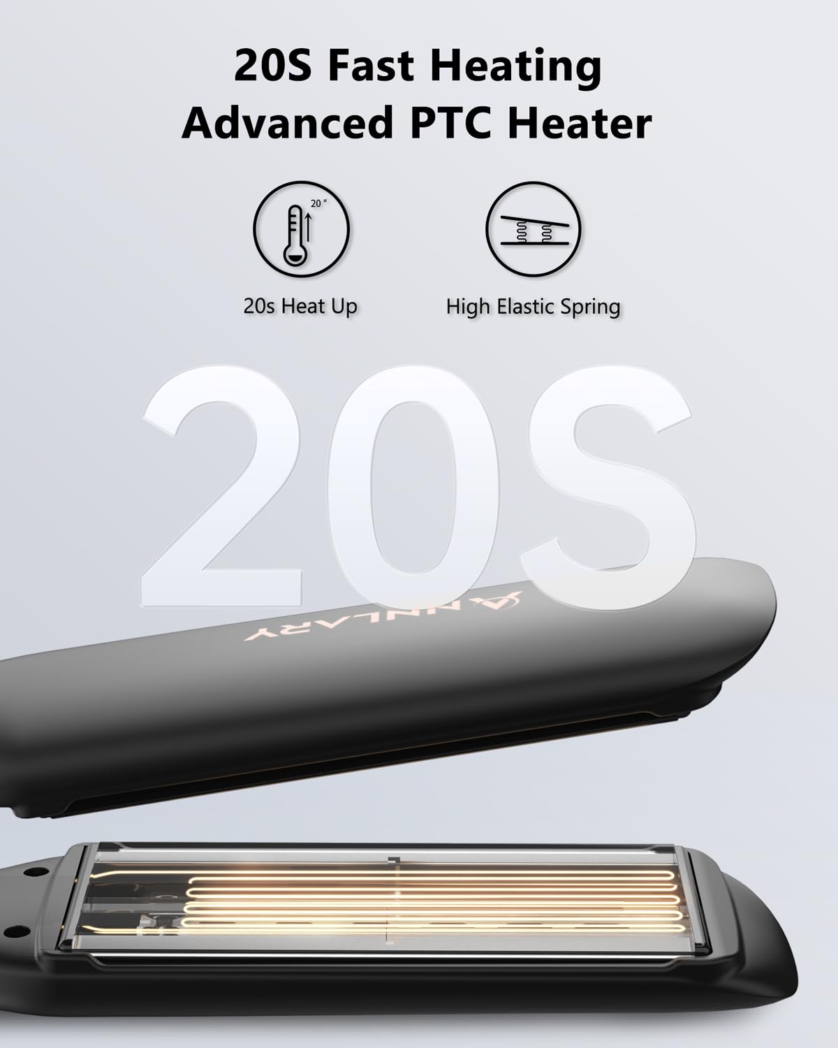 ANNLARY Flat Iron Hair Straightener with heat-resistant silicone mat pouch