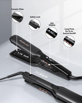 ANNLARY Hair Straightener 1 Inch Flat Iron with heat-resistant silicone